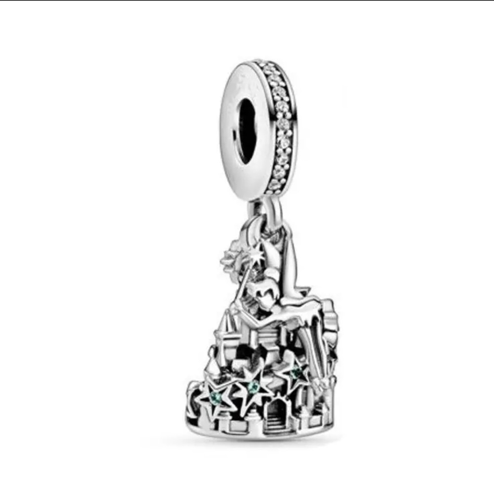 NWOT Tinker Bell and Castle Dangle Charm Sterling Silver 925